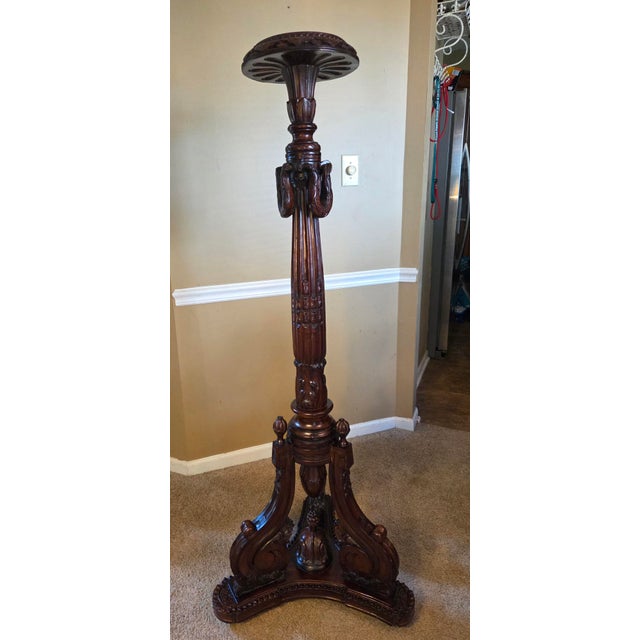Antique Torchier Carved Mahogany Display Plant Stand - 5 Foot For Sale - Image 17 of 17