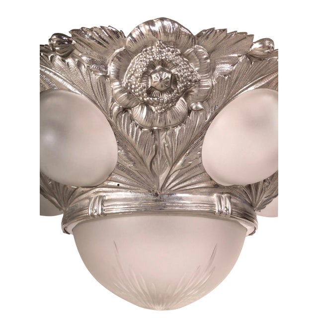 Art Deco French Bronze Ceiling Lamp, 1930s For Sale - Image 4 of 8