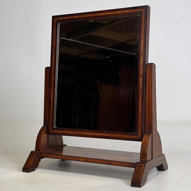 Antique English Inlaid Mahogany Dressing Mirror, 1890s For Sale - Image 4 of 14