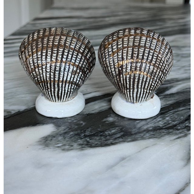 Silver Mid 20th Century Made in Japan Shell Motif Salt & Pepper - Set of 2 For Sale - Image 8 of 16