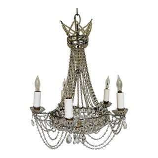Vintage Petite % Arm Crystal Chandelier For Sale