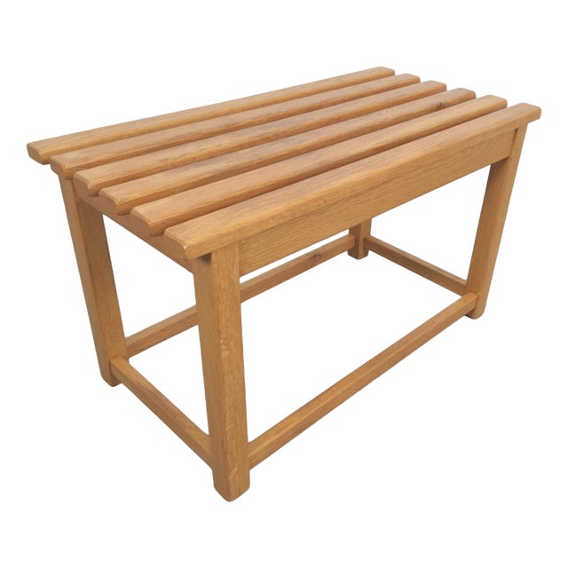 Vintage Scandinavian Minimalist Oak Slat Bench, 1970 For Sale
