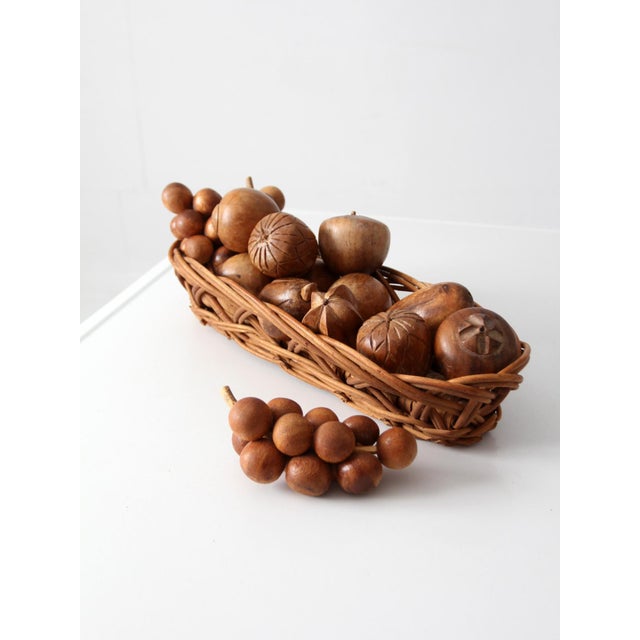 Mid-Century Carved Wood Fruit Set For Sale - Image 10 of 10