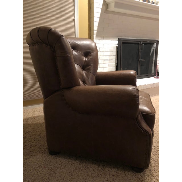 Pottery Barn Lansing Leather Tufted Recliner Chairish