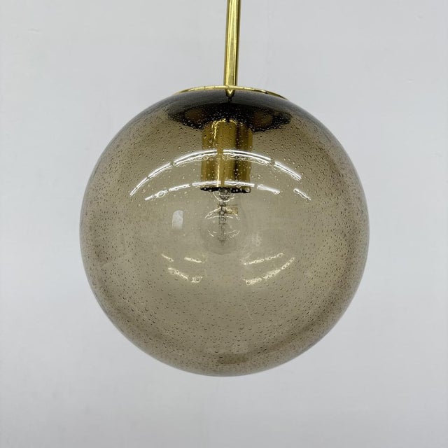 1970s Brass and Smoked Glass Ball Pendant from Limburg Glashütte, 1970s For Sale - Image 5 of 18