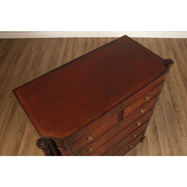 Edwardian Style Custom Mahogany Inlaid High Chest Of Drawers For Sale In Philadelphia - Image 6 of 18