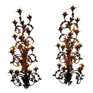Venetian Gilt Iron Wall Sconces, Set of 2 For Sale