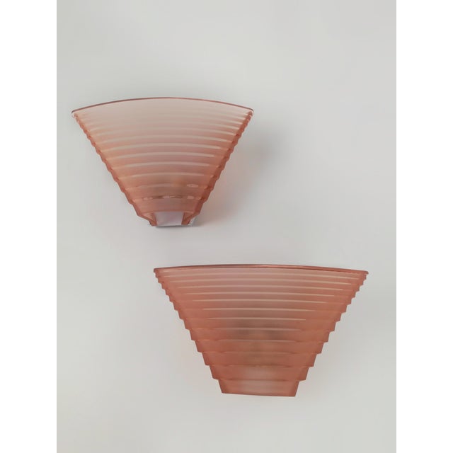 Pink Glass Pergamo 38 Wall Sconces by A. Mangiarotti for Artemide, 1980s, Set of 2 For Sale - Image 17 of 18