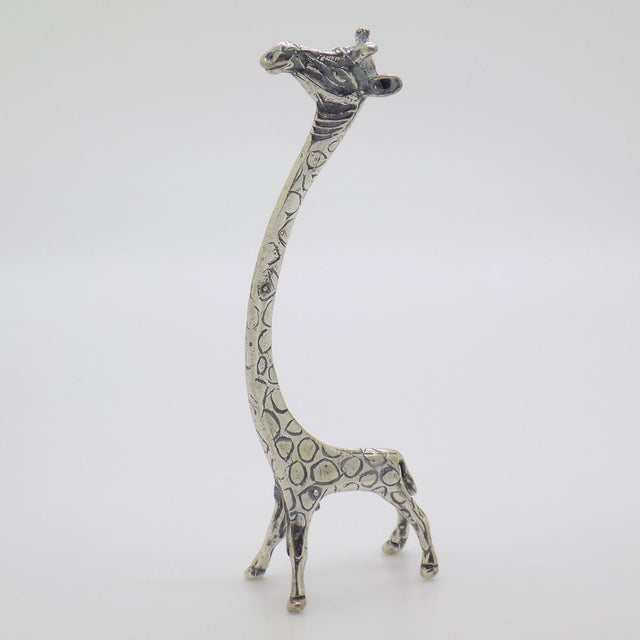 1980s Vintage Italian Handmade Silver Stylized Giraffe with Long Neck, Tuscany, Italy, 1980s For Sale - Image 5 of 11