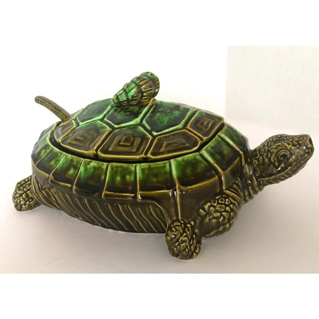 Vintage Large Majolica Turtle Soup Tureen With Ladle, 20th. C Chairish