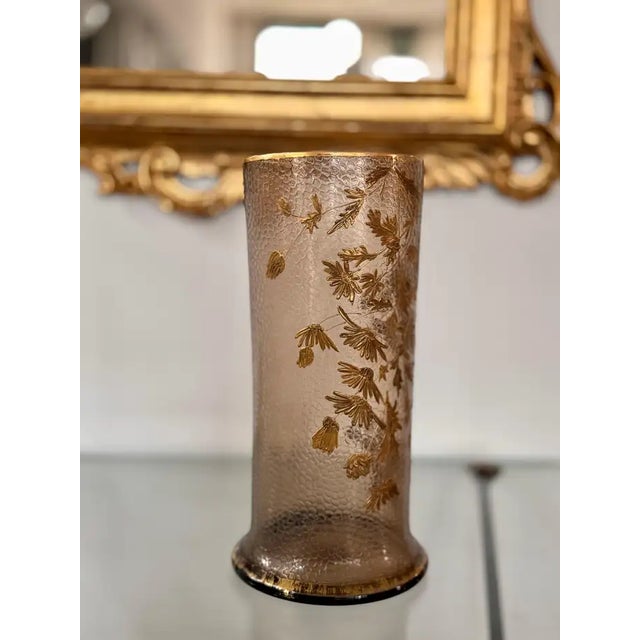 French Art Nouveau Gilt Floral Blown-Glass Vase Martelé, Legras, 1900s For Sale - Image 10 of 10