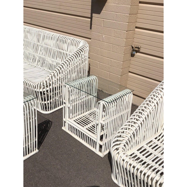 Vintage In The Style of Albini Stick Wicker Bamboo Rattan Patio Set - Set of 5 For Sale In Phoenix - Image 6 of 12