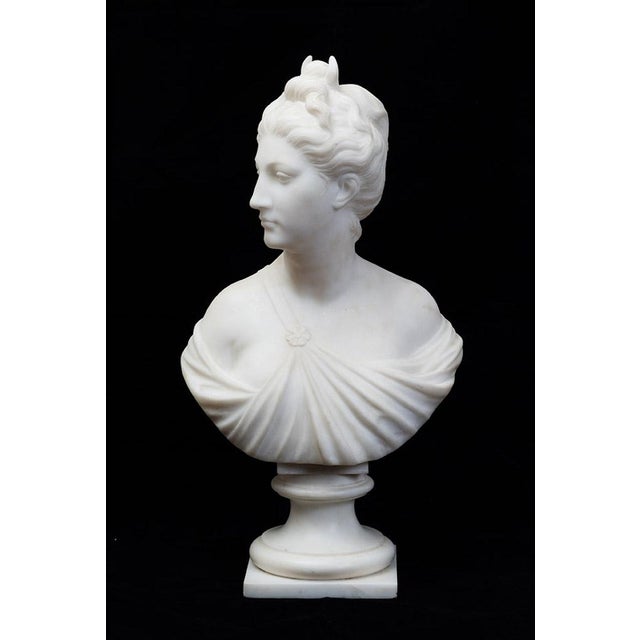 Stone Antique 19th Century Neo-Classical Sculpture in White Statuary Marble Depicting Diana the Huntress, France For Sale - Image 7 of 7