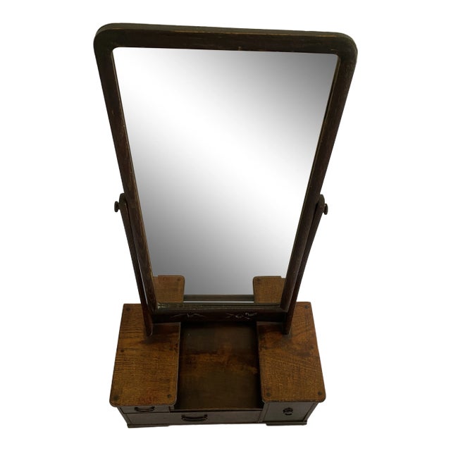 Antique Japanese Kyodai Vanity Tansu With Mirror For Sale