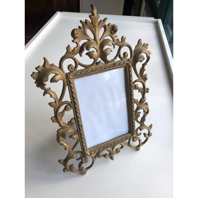1940s Vintage Victorian Style Metal Frame Picture Frame For Sale - Image 5 of 5