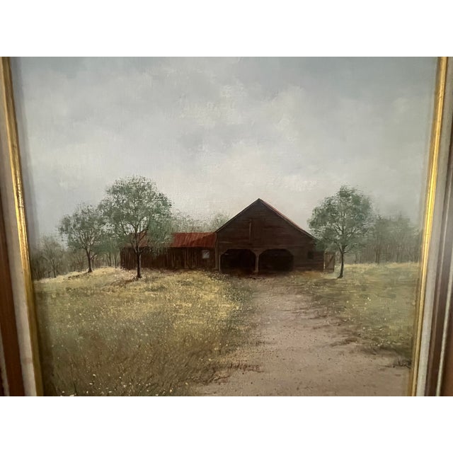 Farmhouse Vintage Farmhouse Large Oil Painting on Canvas by David W. Knowlton III For Sale - Image 3 of 6