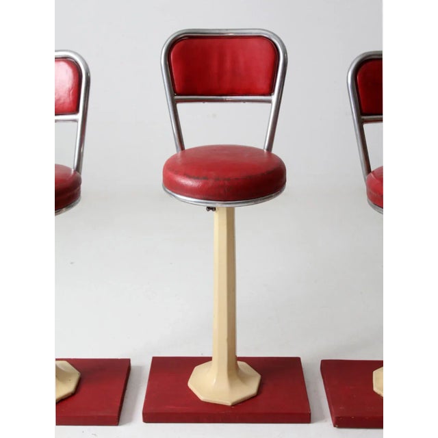 Antique Soda Fountain Counter Stools Set of 3 For Sale - Image 6 of 13