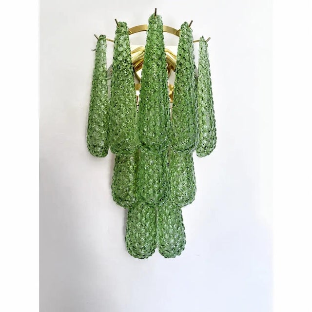 Contemporary Graniglia Green Conchiglie Murano Glass Gold Wall Sconce by Simoeng For Sale - Image 3 of 13