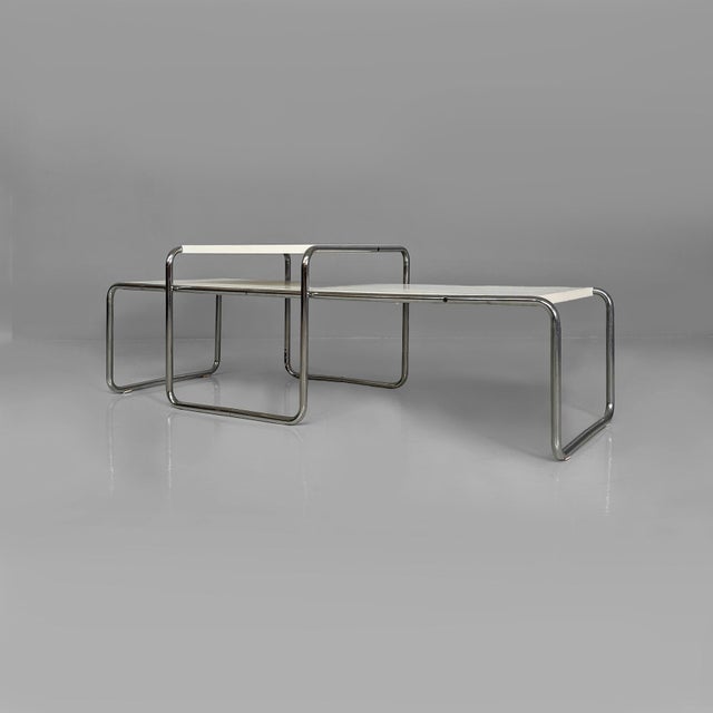 Italian Modern Laccio Coffee Tables in White Laminate attributed to Marcel Breuer for Gavina, 1970s, Set of 2 For Sale - Image 3 of 16