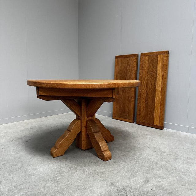 Vintage Extendable Dining Table in Oak from De Puydt, Belgium, 1970s For Sale - Image 11 of 12
