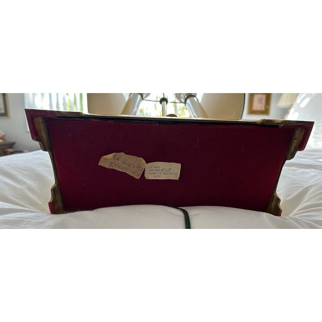 Brass Vintage Brass Bouillotte Candlestick Table Lamp Original Shade 24.5" For Sale - Image 8 of 9