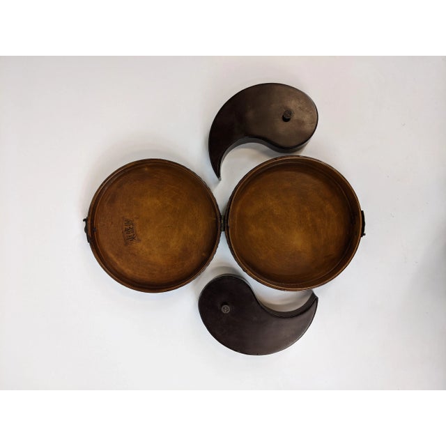 20th Century Black Leather Yin Yang Jewelry Box For Sale - Image 4 of 5
