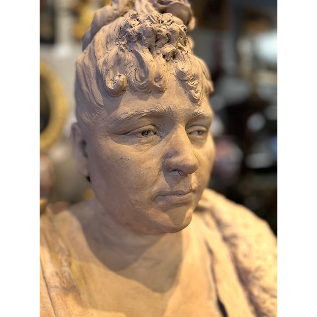 19th Century French Terracotta Bust of a Lady. For Sale - Image 9 of 10