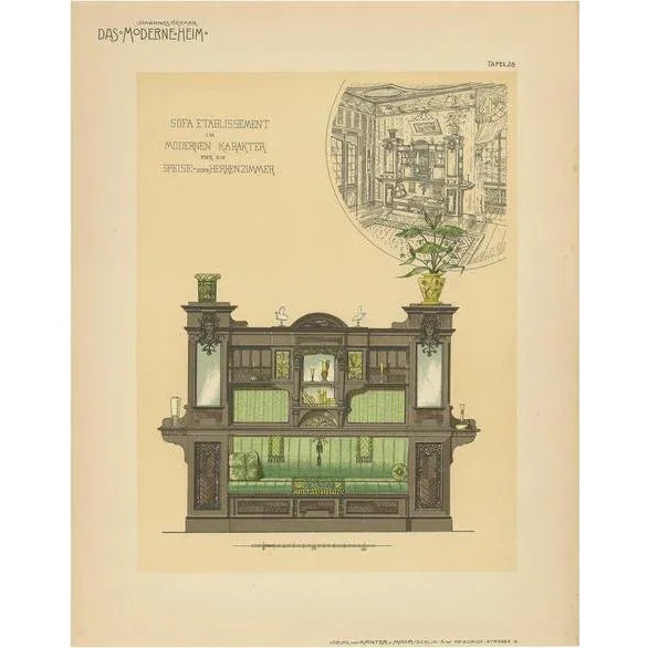 Kramer, Sofa Furniture for Dining Room, 1890s, Paper For Sale - Image 5 of 5