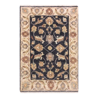 1990s Oriental Ziegler Grey Ivory Hand-Knotted Wool Rug - 2'0'' X 2'11'' For Sale
