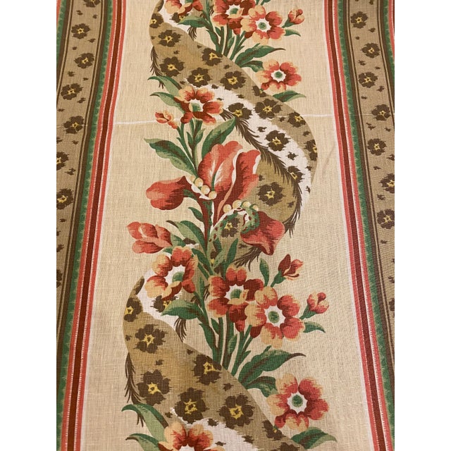Schumacher Schumacher “J’Adore” Screen Print Linen Fabric 13 Yards For Sale - Image 4 of 7