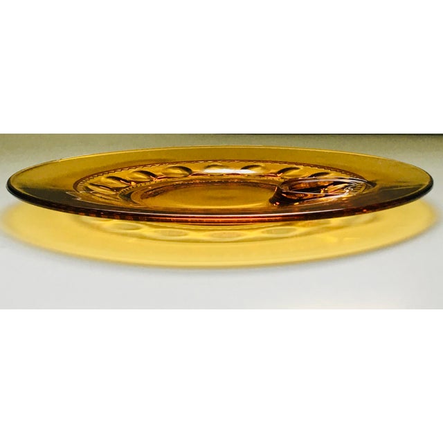 Art Deco Mid 20th Century Amber “Crown” Glass Plate For Sale - Image 3 of 9