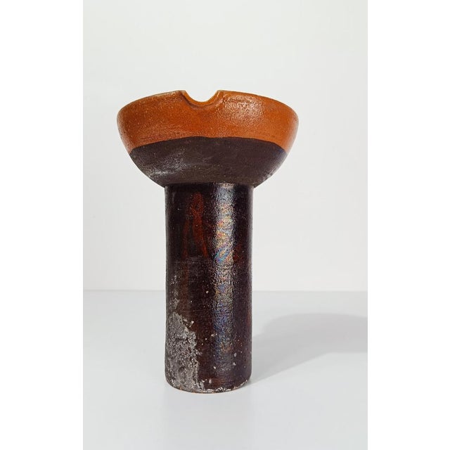 Italian Enamelled Earthenware Carafe Vase in Primitive Style, 1960s For Sale - Image 16 of 18