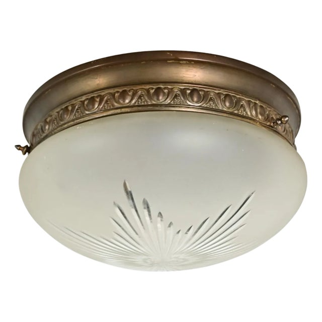 French Vintage Flush Mount Light Fixture For Sale