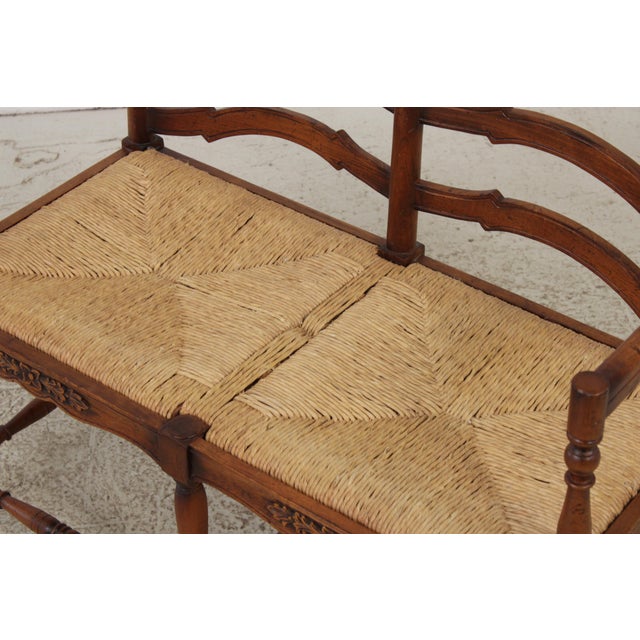 Country French Rush Seat Bench For Sale - Image 11 of 15