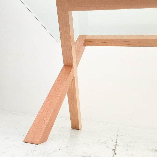 Wooden Dining Table with Glass Top For Sale - Image 18 of 18