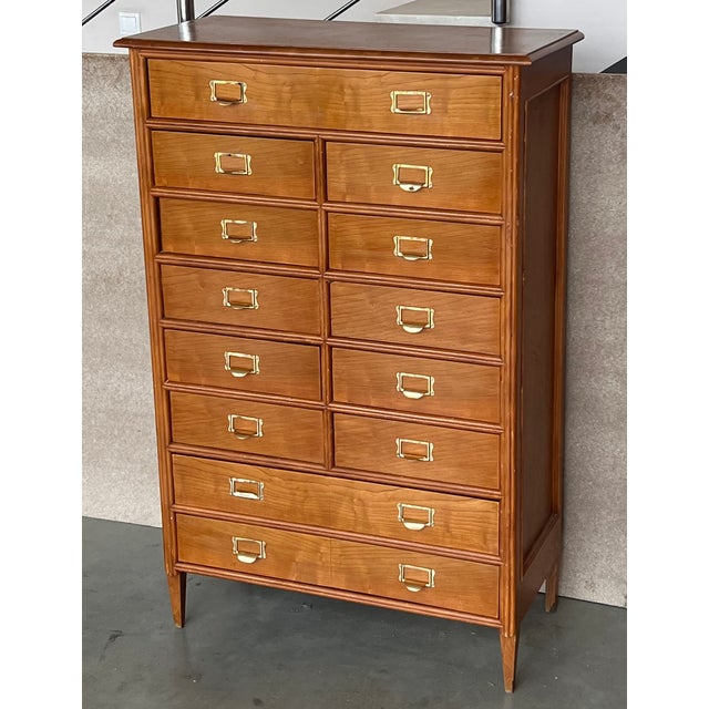 Campaign Tall Vintage Tall Teak Wood Campaign Highboy Chest in Style of Bernhardt For Sale - Image 3 of 13