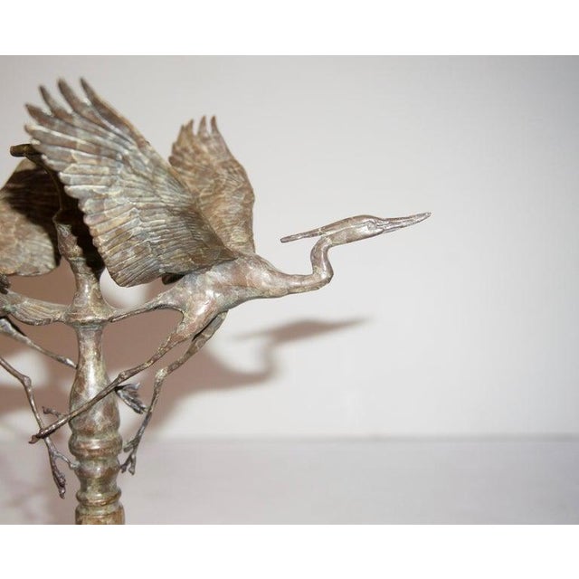 Japanese Bronze Crane Candlesticks - a Pair For Sale - Image 3 of 13