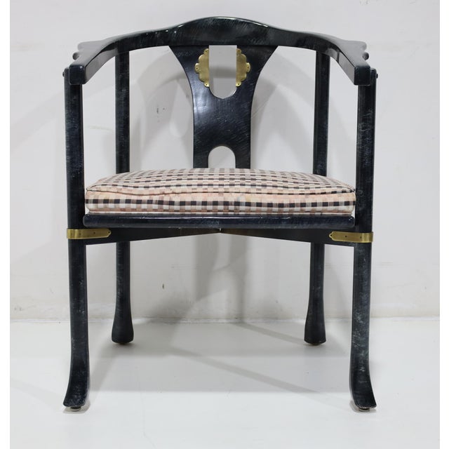 Green Century Furniture Yoke Back Side Chair With Brass Mounts For Sale - Image 8 of 11