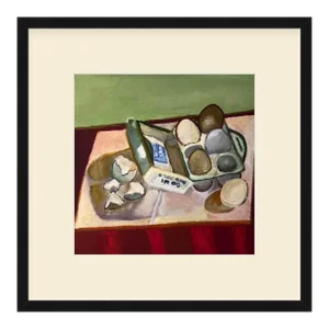 Morning Eggs Still Life Lithograph, Original Oil Painting by Jessica Leak, Framed
