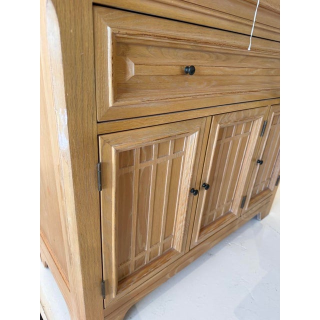 Late 20th Century Thomasville Oak Sideboard Buffet With Granite Inset Top, Late 20th Century For Sale - Image 5 of 10
