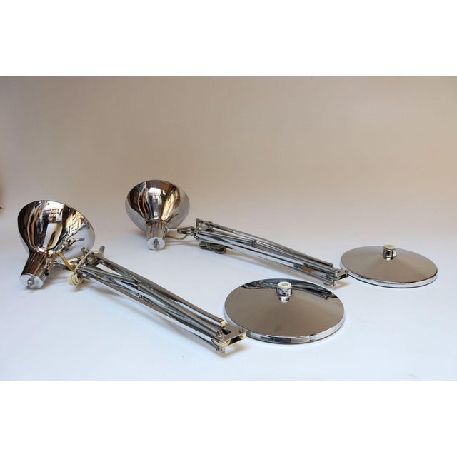 Silver Pair of Vintage Articulating Chrome Desk/Task Lamps by Jac Jacobsen for Luxo For Sale - Image 8 of 12