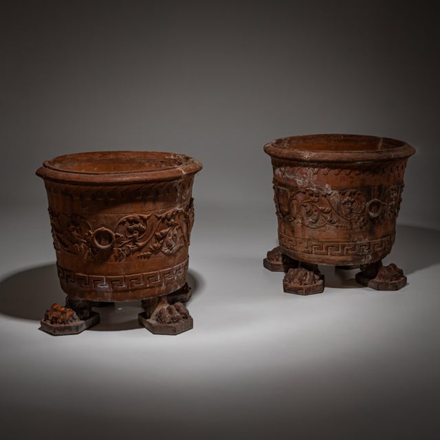 Large Terracotta Planters on Lion's Paw Feet, Italy, Late 19th-Early 20th Century, Set of 2 For Sale - Image 3 of 8