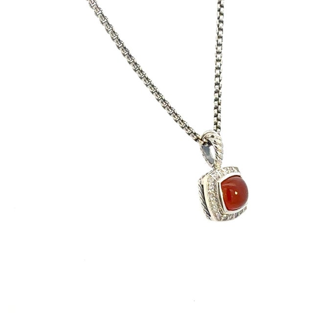 Authentic David Yurman Carnelian Diamonds Chain Necklace 16" 7 mm Silver Estate DY658 Retail: $989.00 This elegant...