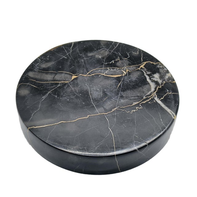 Mid-Century Modern Small Portoro Black Marble Tray, Italy, 1970s For Sale - Image 3 of 8