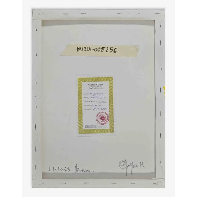 Abstraction number 4 is a colorful artwork realized by Martine Goeyens the late 20th century. Handisigned in the lower...