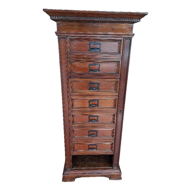 Vintage Walnut Filing Cabinet, 1930s For Sale