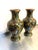 1970s green/gold floral Singaporean cloisonne' vases; set of two. Excellent condition.