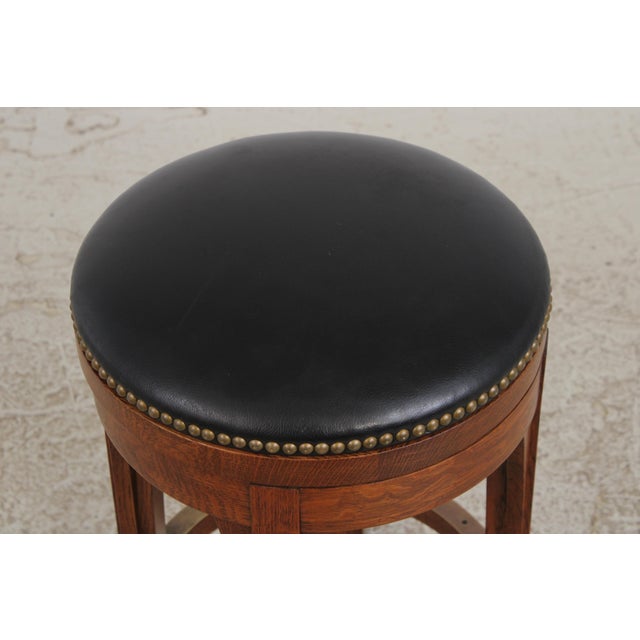 Set of 3 Stickley Mission Oak Counter Bar Stools For Sale In Philadelphia - Image 6 of 14