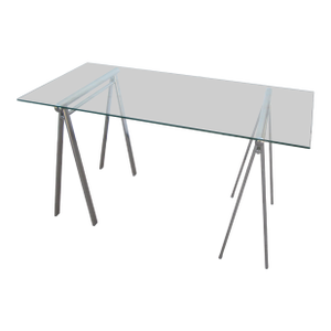Mid 20th Century Chrome and Glass Sawhorse Desk