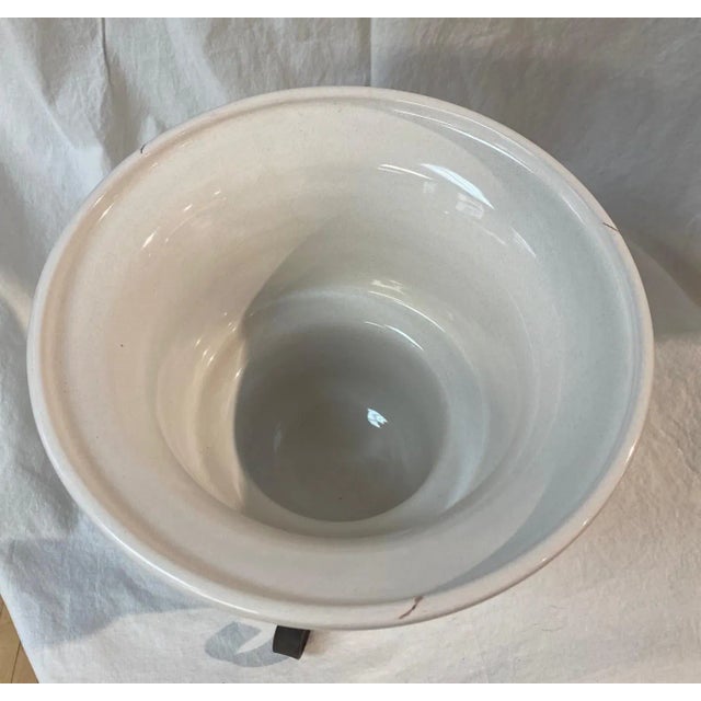 Sarreid Ltd. Vintage Cachepot Planter Cream Color on Metal Base For Sale - Image 4 of 8